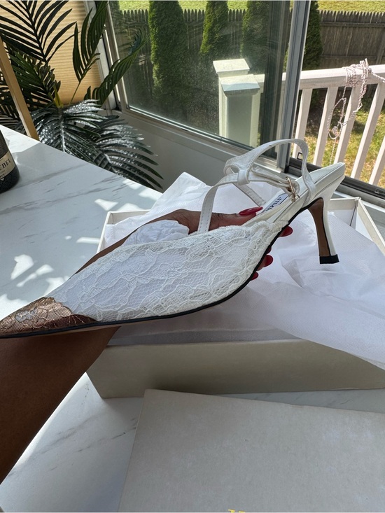 Jimmy Choo Shoes - Jimmy Choo White Lace Slingback Pointed Toe Heels